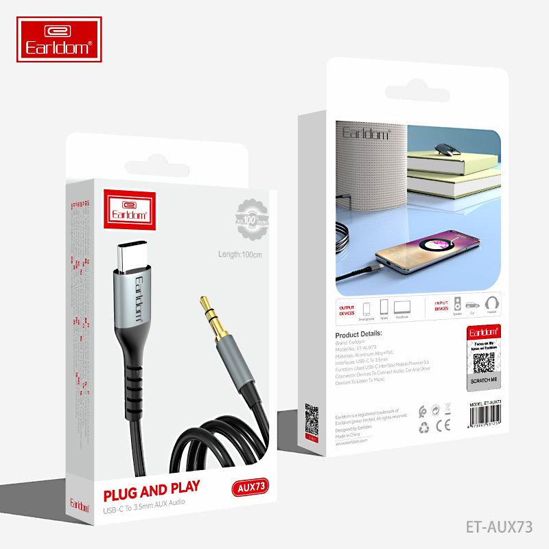 Earldom ET-AUX73 USB-C to 3.5mm AUX Audio Cable