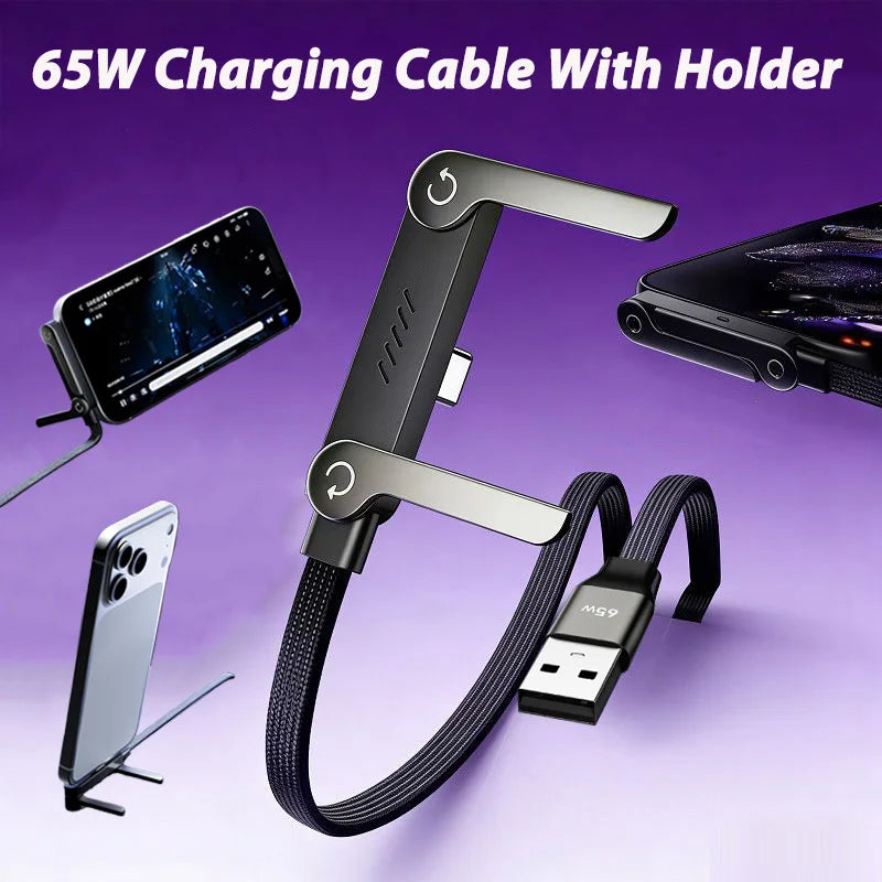 65W USB-C Charging Cable with Phone Holder