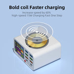 8-Port Smart Charging Station with Wireless Pad