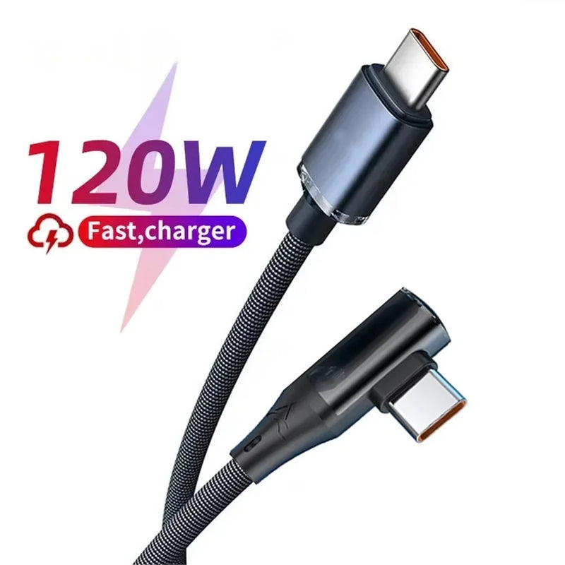 120W Right-Angle USB-C Fast Charging Cable