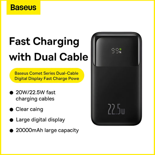 Baseus Comet 20,000mAh 22.5W Dual-Cable Fast-Charging Power Bank