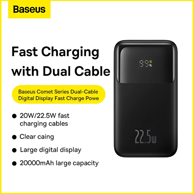 Baseus Comet 20,000mAh 22.5W Dual-Cable Fast-Charging Power Bank
