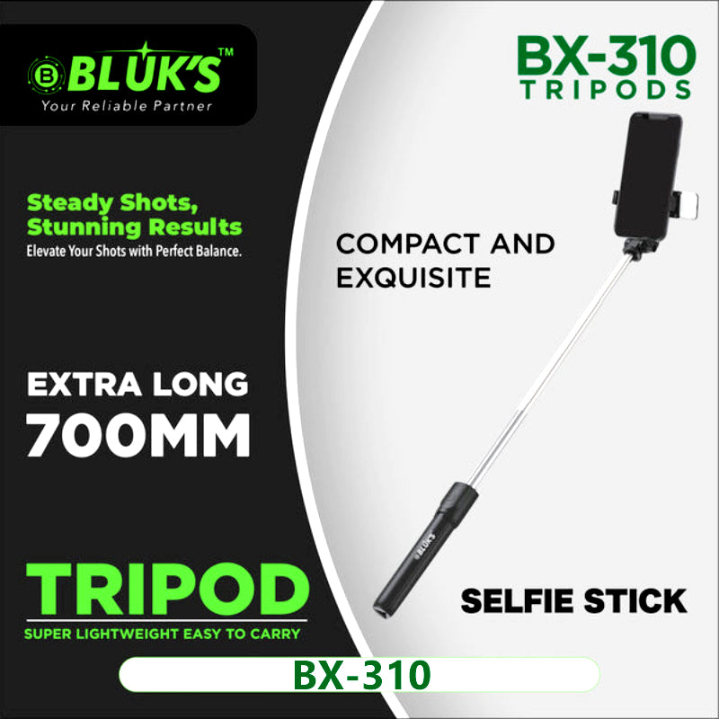 BLUK'S BX-310 700mm Selfie Stick Tripod with Bluetooth Remote