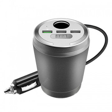Car Cup Holder Bluetooth FM Transmitter Power Adapter