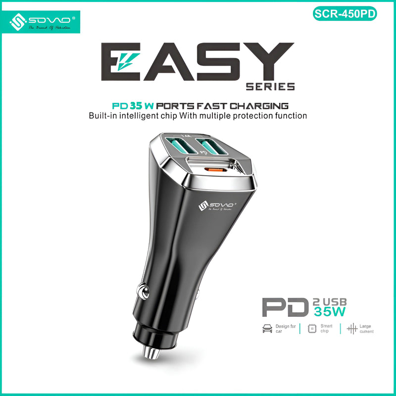 SOVO SCR-450PD 35W Triple-Port Car Charger