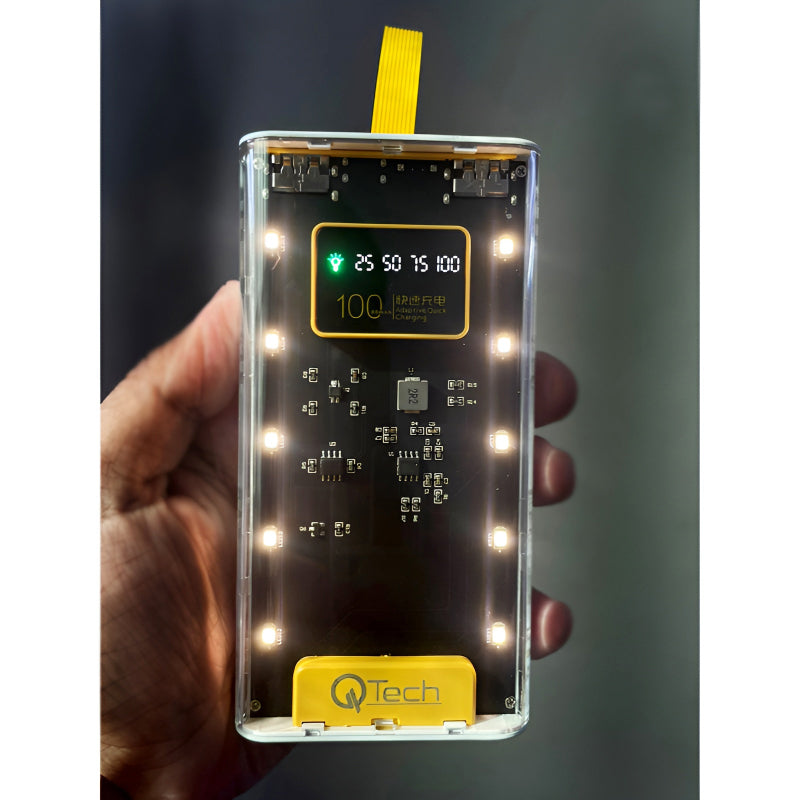 QTech Q105 transparent power bank angle view