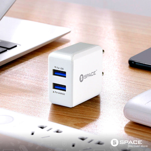 SPACE WC-101 Dual USB Wall Charger with Micro USB Cable