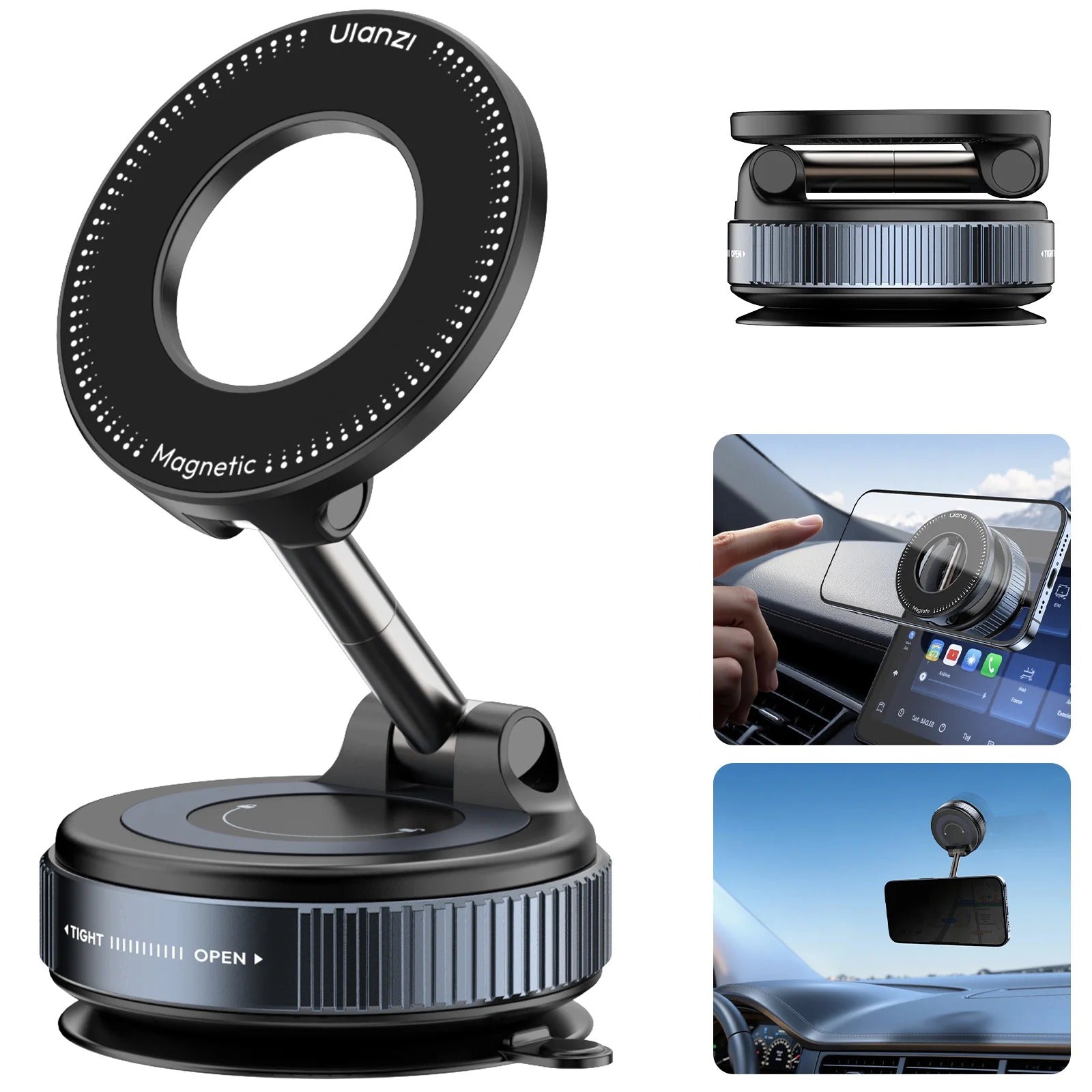 Upgraded vacuum magnetic car mount detail