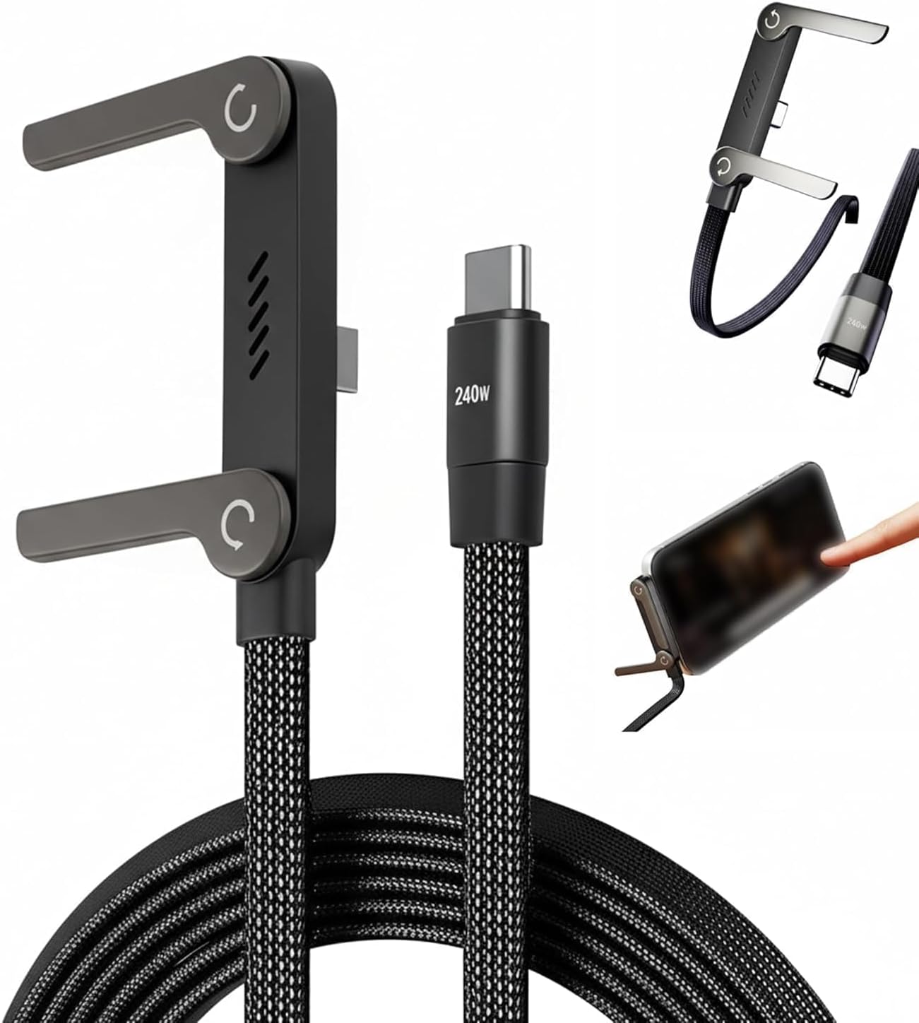 USB-C cable built-in stand detail
